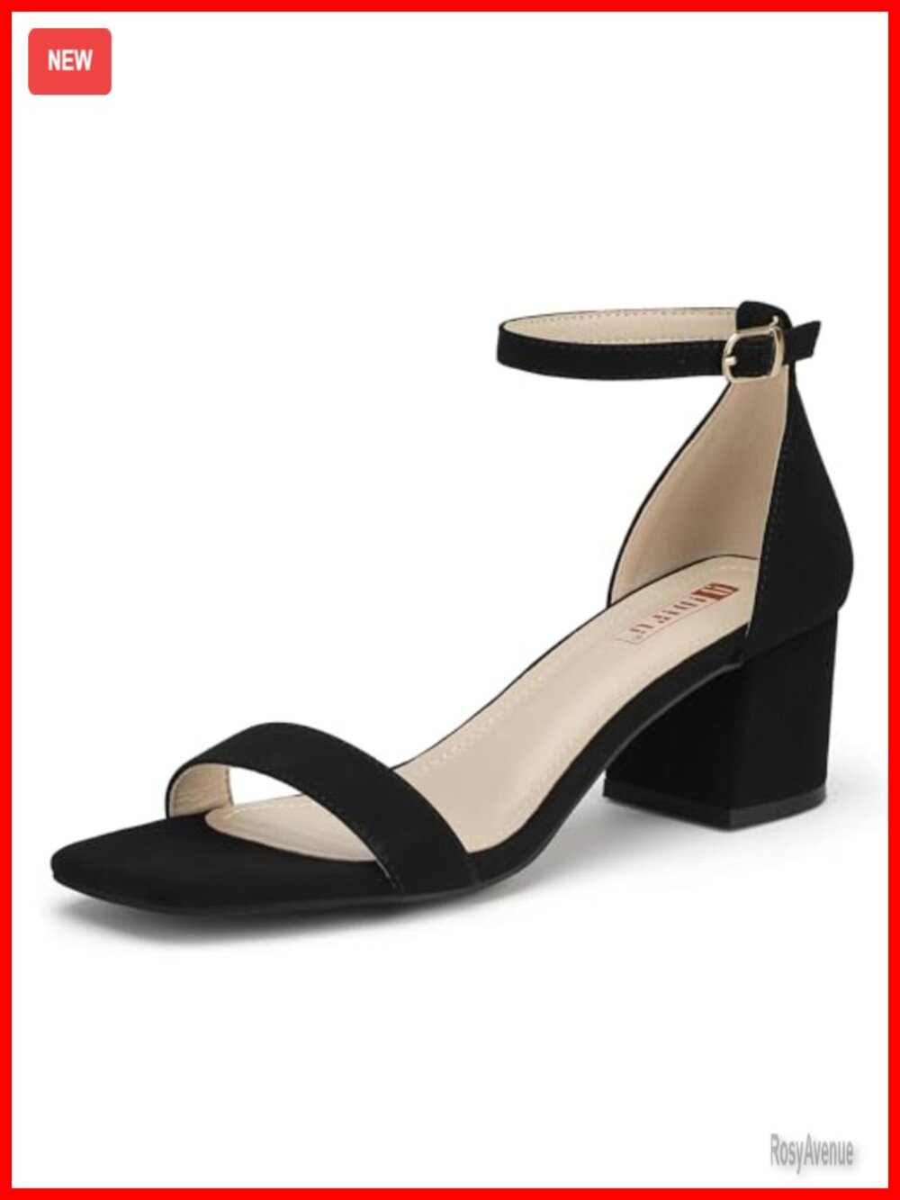 Chunky Block Low Heel Square Toe Ankle Strap Dress Sandals